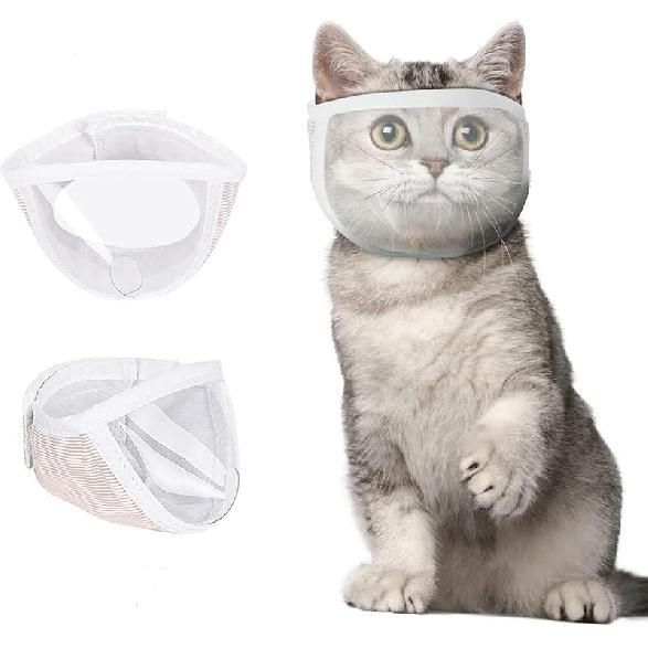 

Намордник для кошки для груминга, Прозрачный намордник для кошки для стрижки ногтей, Дышащий шлем для кошки против укусов, Регулируемая маска для котенка для лечения S (10inch)