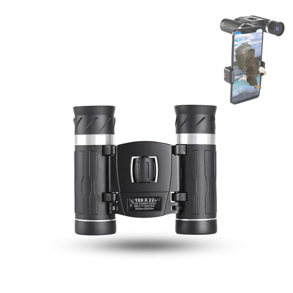 RegiProb Mini Binoculars, 10x Magnification, Lightweight, Waterproof, for Sports Watching, S-03, with Smartphone Holder
