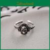 Unique Vintage Geometric Skull Zircon Ring For Women Adjustable Punk Fashion Accessory