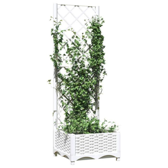 VidaXL Jardinière avec treillis Blanc 40x40x121,5 cm PP 153279
