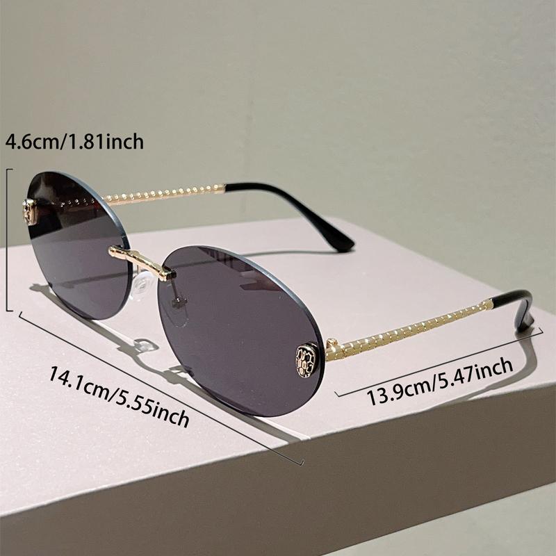 Vintage Oval Sunglasses Men New Fashion Rimless Gradient Shades Women Trendy Luxury Brand Design Decor Sun Glasses