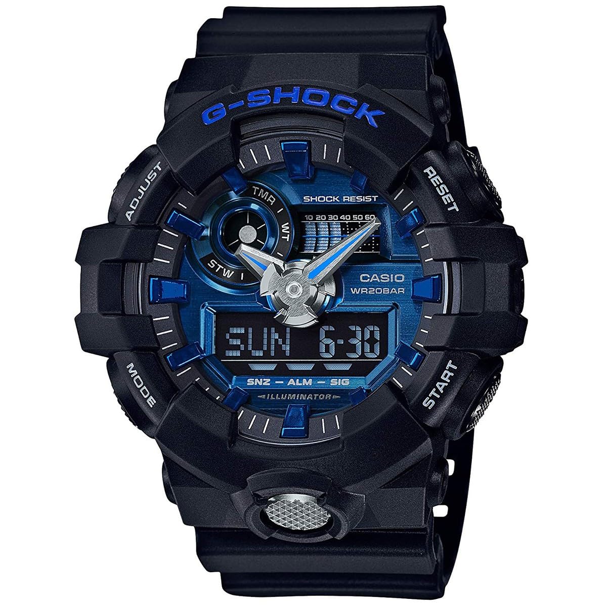 Пластиковые часы G-SHOCK Analog-Digital для мужчин, водостойкие 20 АТМ (GA-710-1A, GA-710-1A2, GA-710GB-1A) (GA-710-1A2 (синий))