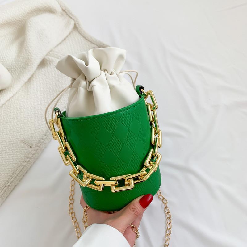 Chic Casual Womens Bucket Bag Stylish Chain Strap Shoulder Bag Versatile Color Options