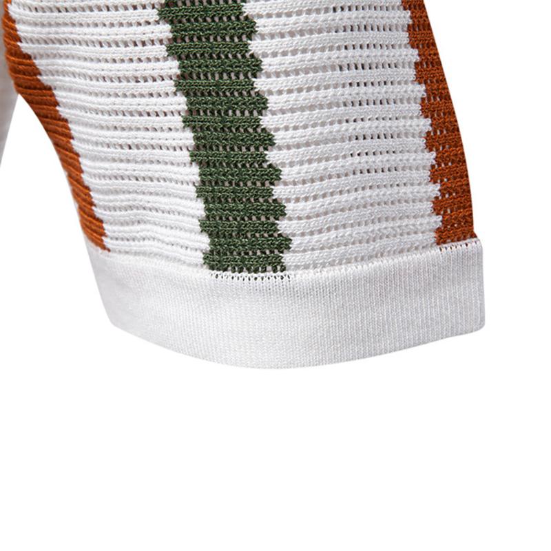 Gant 2025 Summer Embroidery New Breathable Hollow Men's Short Sleeve Polo Sweater Striped Knitted Polo Sweater for Men
