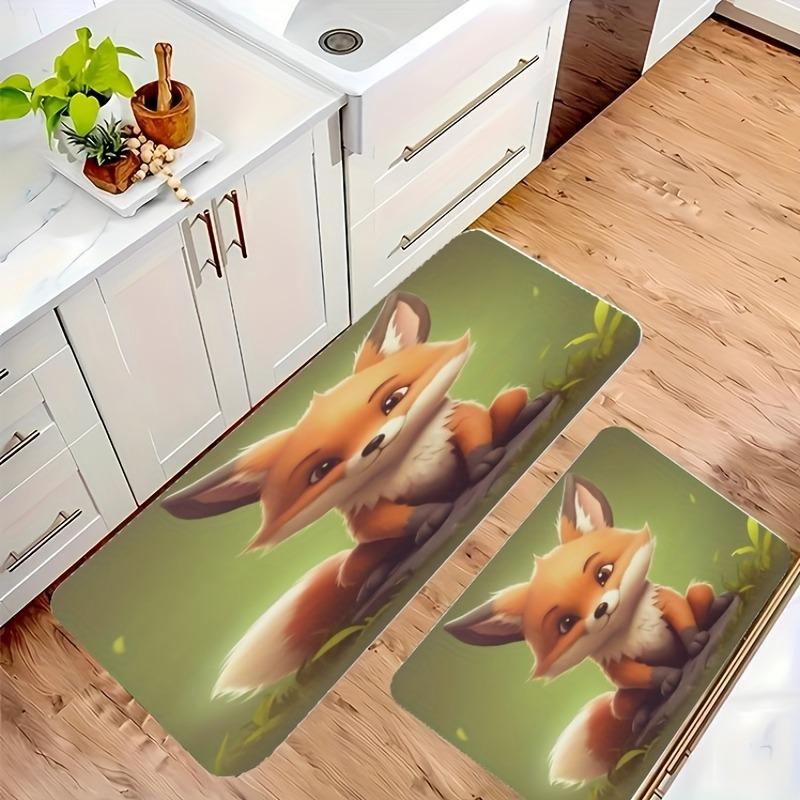 1 Stück Foxy Nickerchenmuster Küchenteppich Rutschfeste Türmatte Pop-Design Badezimmerteppich Badematte Teppich für Zuhause Spüle Wäsche ecoreeree