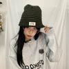 Luochi Korean Style Striped Knit Hat - Slimming & Versatile for Autumn/Winter