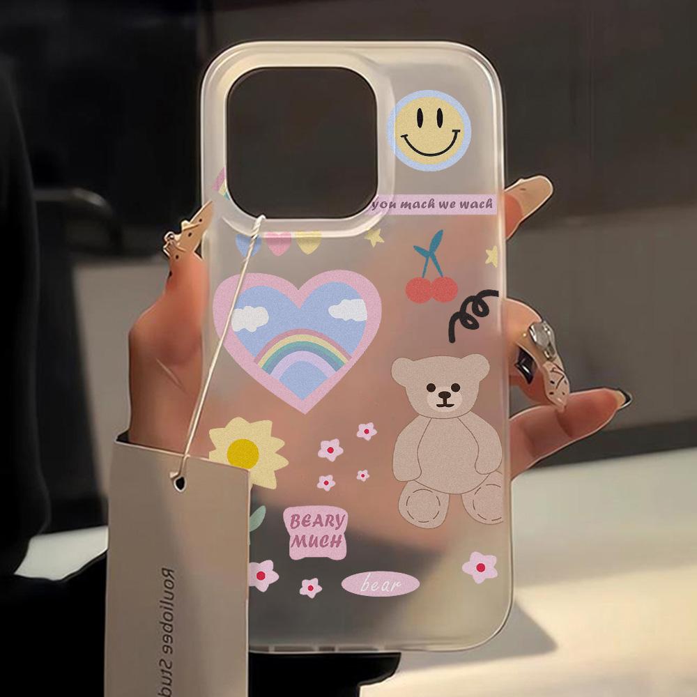Mobile Phone Cases for iPhone 11 13 15 Pro Max 12 14 Pro Max Case iPhone 16 15 Plus 13 Pro 12 Mini 13 Mini Frosted Texture Painted Cartoon Flowers