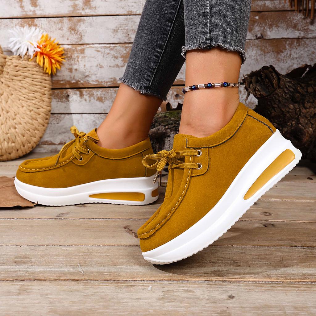 Platform Loafers for Women,Lace-Up Wedge Heel Slip Ons,Comfortable Casual Flats