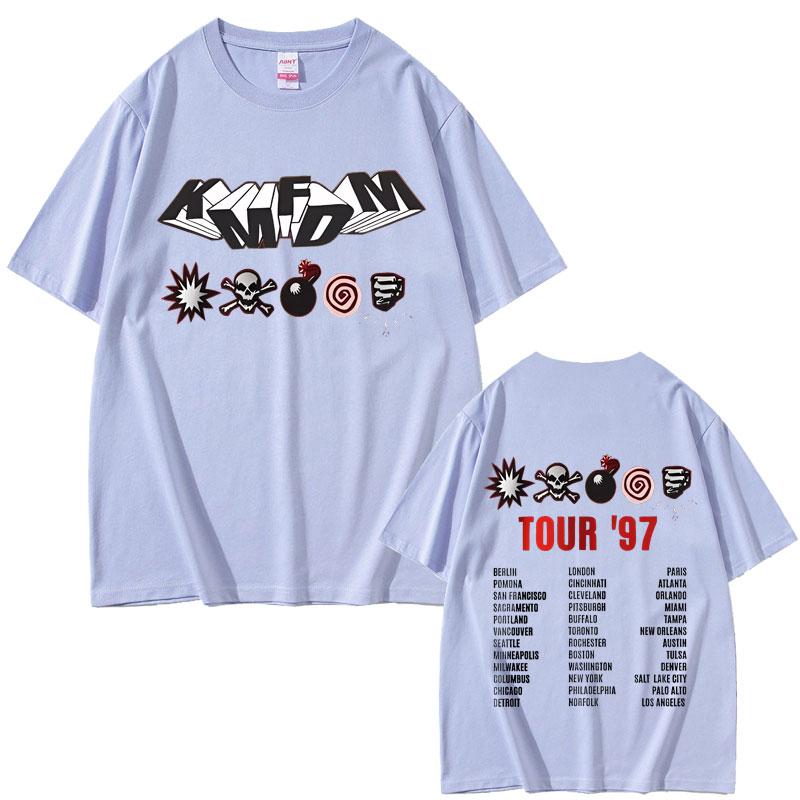 Rock Band Kmfdm Tour 97 Graphic T Shirts Unisex Women Vintage Gothic Punk Tshirt Unsiex Pure Cotton Casual Oversized Short Sleeve