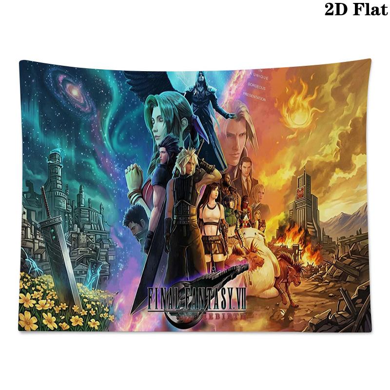 ffvii Game Wall Tapestry Aesthetic Wall Hanging Printed Fabric Blanket Decorative Tapestries for Bedroom Living Room Home Decor