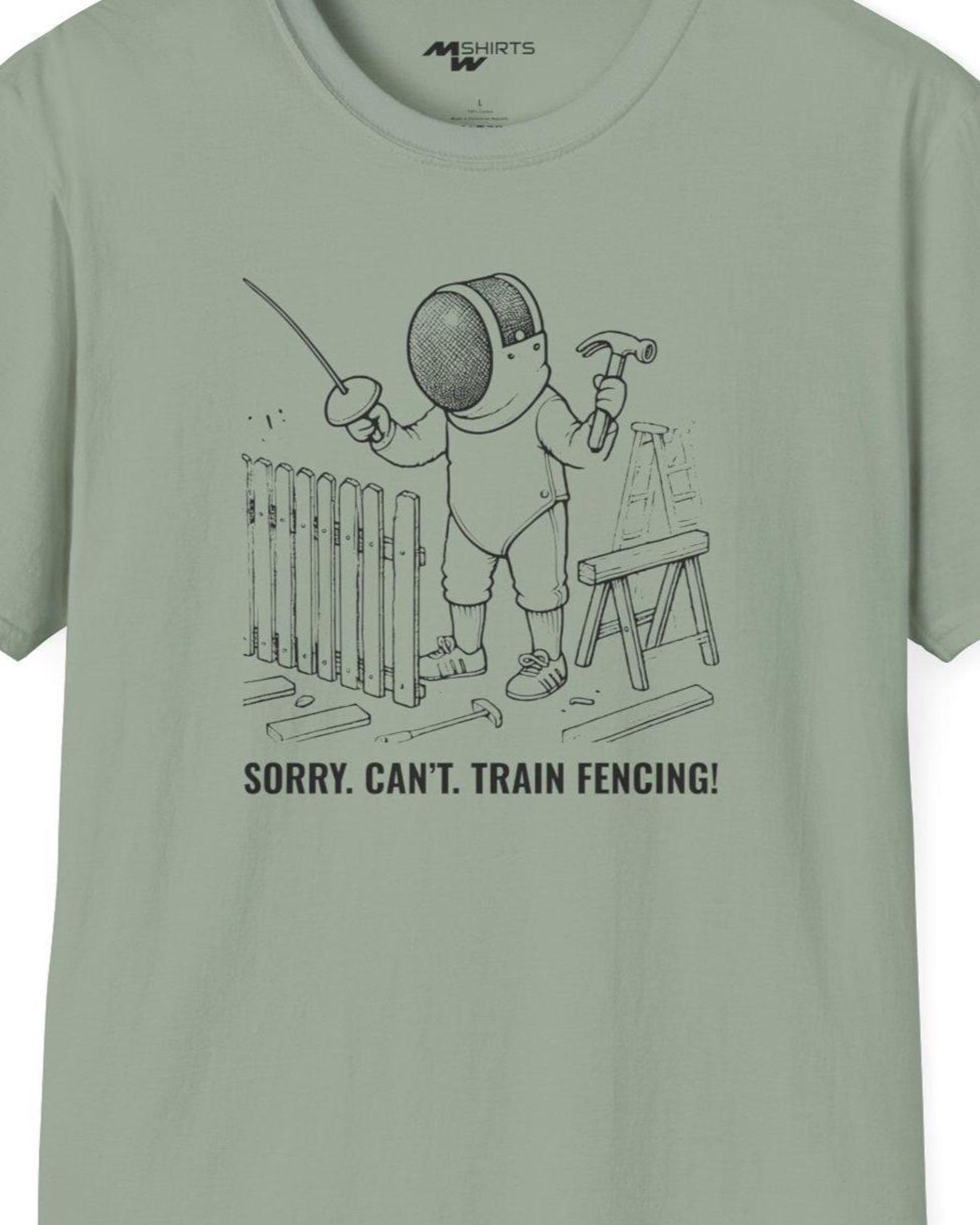 Fencing Comic T-Shirt: Sorry Can t Train, Sport Fencer Gift 2XL