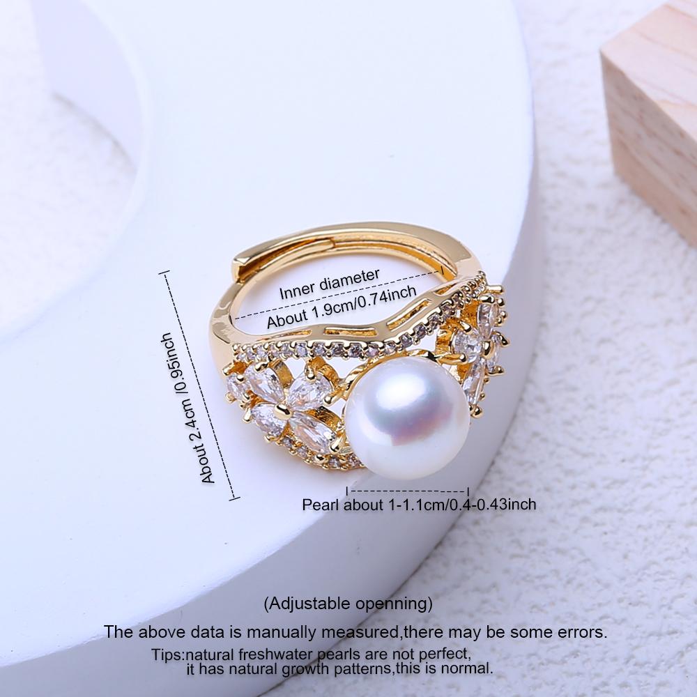 LSOOYH Natur Süßwasser Große Perlenringe für Frauen Luxus Ehering, Geeignete Geschenke für Geburtstage, Muttertag und andere Feiertage