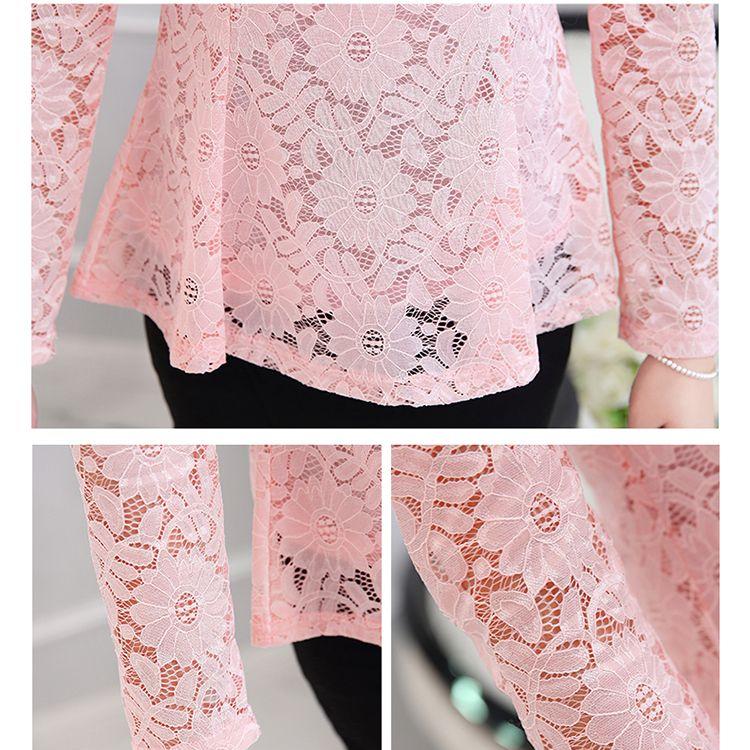 Bluză din dantelă Îmbrăcăminte pentru femei Negru Topuri noi Femei Elegantă cu mânecă lungă Cămașă albă cu decolteu în V