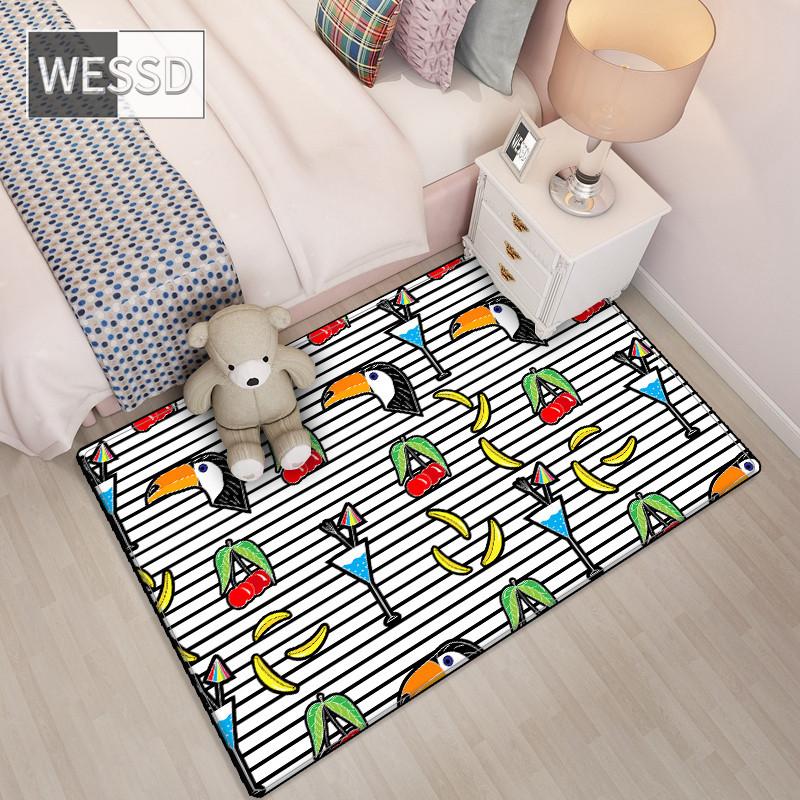 Pink Carpet For Bedroom Fashion Cartoon Rug Washable Children's Play Carpet Soft Non-slip Living Room Decoration Floor