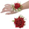 Artificial Silk Flower Groom Boutonniere Wedding Wrist Corsage Silk Flower for Special Event Business Meeting Photo Wear