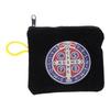 Crucifix Pattern Storage Bag Cloth Bags with Zipper and Lanyard for Home Outdoo
