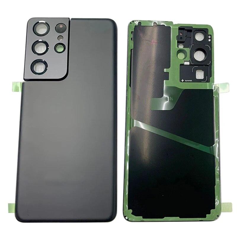 

Крышка батарейного отсека задняя дверь Корпус сзади для Samsung S21 Ultra 5G G998 Крышка батарейного отсека с логотипом объектива камеры Запчасти для ремонта чёрный