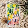 1PC Italian Lemon Print Beach Towel, Polyester Lightweight Quick Dry Towel, Versatile Beach Mat for Swimwear, Travel & Outdoor W