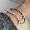 100% Solid 925 Sterling Silver Retro Bracelet for Women Men Vintage Handmade Vintage Star Smooth Bracelet Birthday Gift