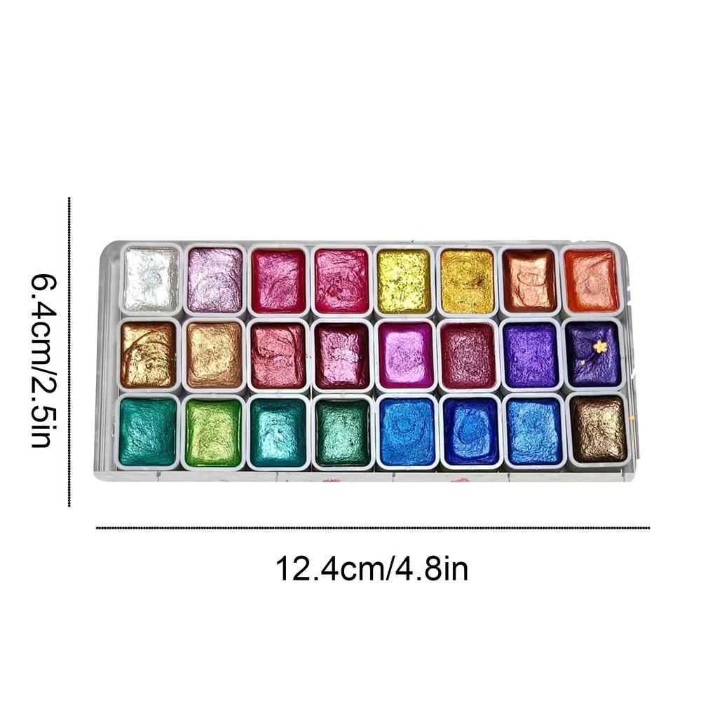 24 Colors Pearlescent Watercolor Paint Set Art Pearlescent Painting Palette Sparkle Pearlescent Watercolor For Artists Students