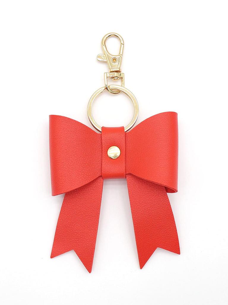 Bow Shaped PU Leather Keychain Bag Pendant Ornament