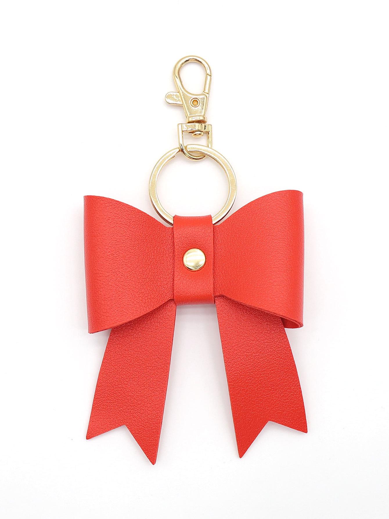 Bow Shaped PU Leather Keychain Bag Pendant Ornament