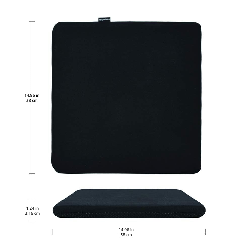 Amazon Basics Memory Foam Seat Cushion, Square, 37.6 X 38.1 X 3.16 Cm, Black