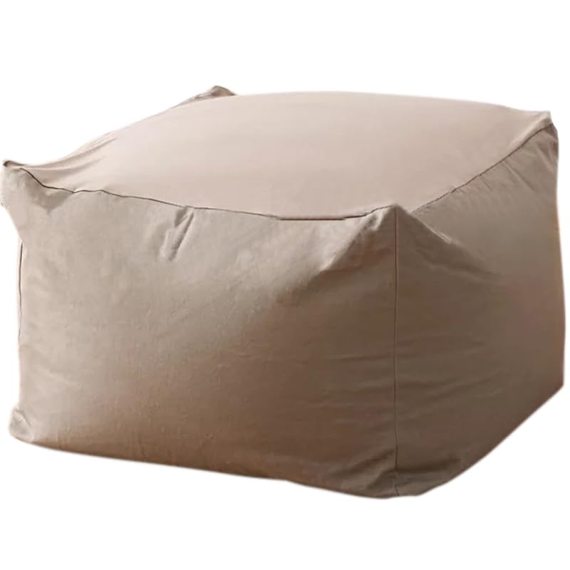 Beaded Cushion Sofa Cover, Solid Cotton, Beige, Small (55*55cm)