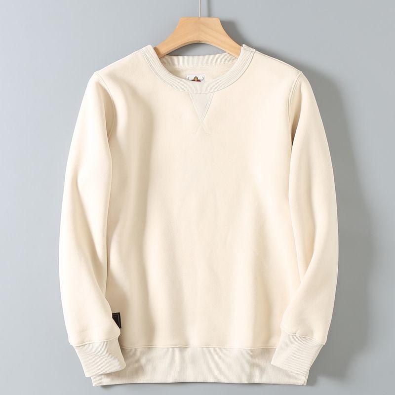 Heavyweight Washed Solid Color Retro Versatile Loose Round Neck Pullover Sweatshirt Autumn and Winter Unisex Fleece Warm Casual Jacket