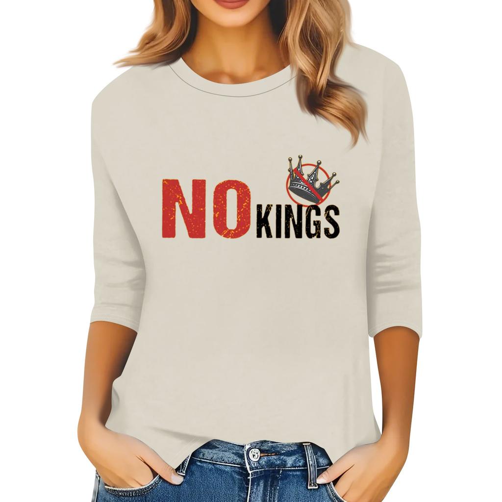 Women's Fashionable Casual Three-quarter Sleeve Round Neck Top