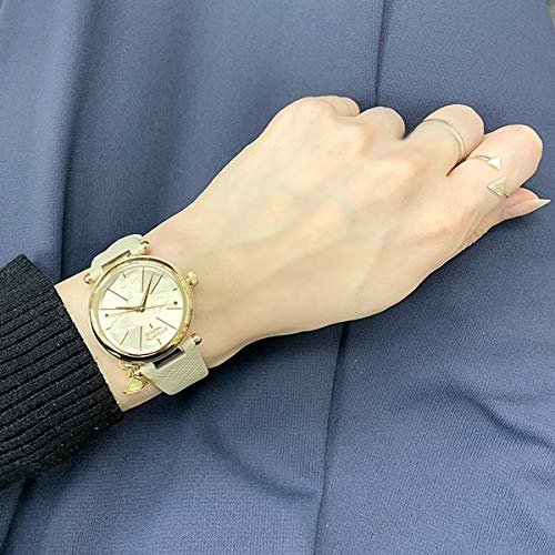 Vivienne Westwood Women's Orb Charm Gold and Cream Leather Watch with Shopper (VV006GDCM) [Parallel Import]