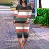 Women's Large Size Loose Casual Printed Long Sleeve V-Neck Pocket Jumpsuit