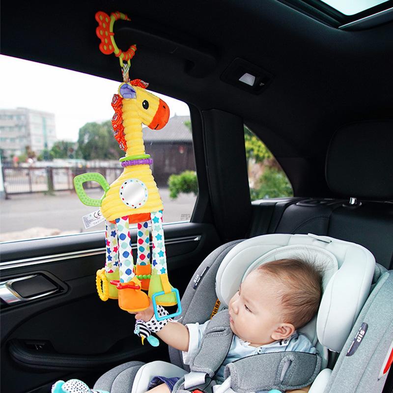 Non-Toxic Soft Giraffe Zebra Animal Handbells Rattles Plush Infant Baby Development Handle Toys With Teether Baby Toy For Newborn Gifts