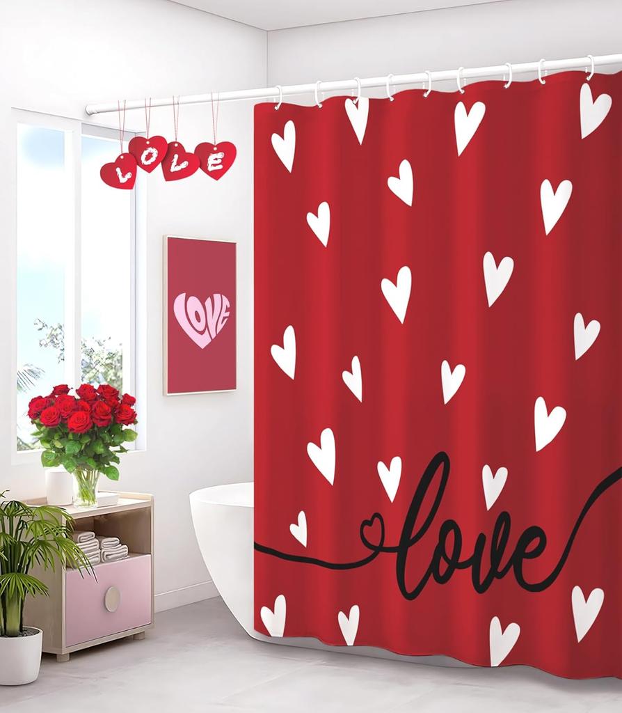 Shower Curtain for Bathroom Decor Curtains Love Heart Bathtub Cortinas de Baño Cute Decorative Unique Design Pretty Women