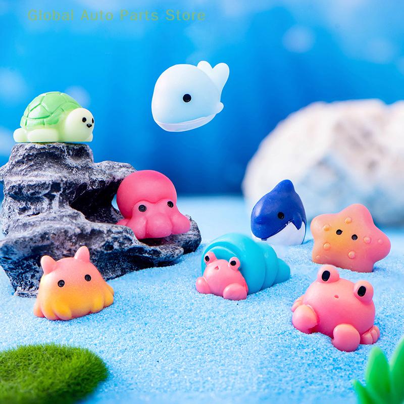 Creative Resin Ocean Animal Dolphins Qctopuses Jellyfish Figurine Landscape Car Ornaments Decor Aquarium Fish Tank Small