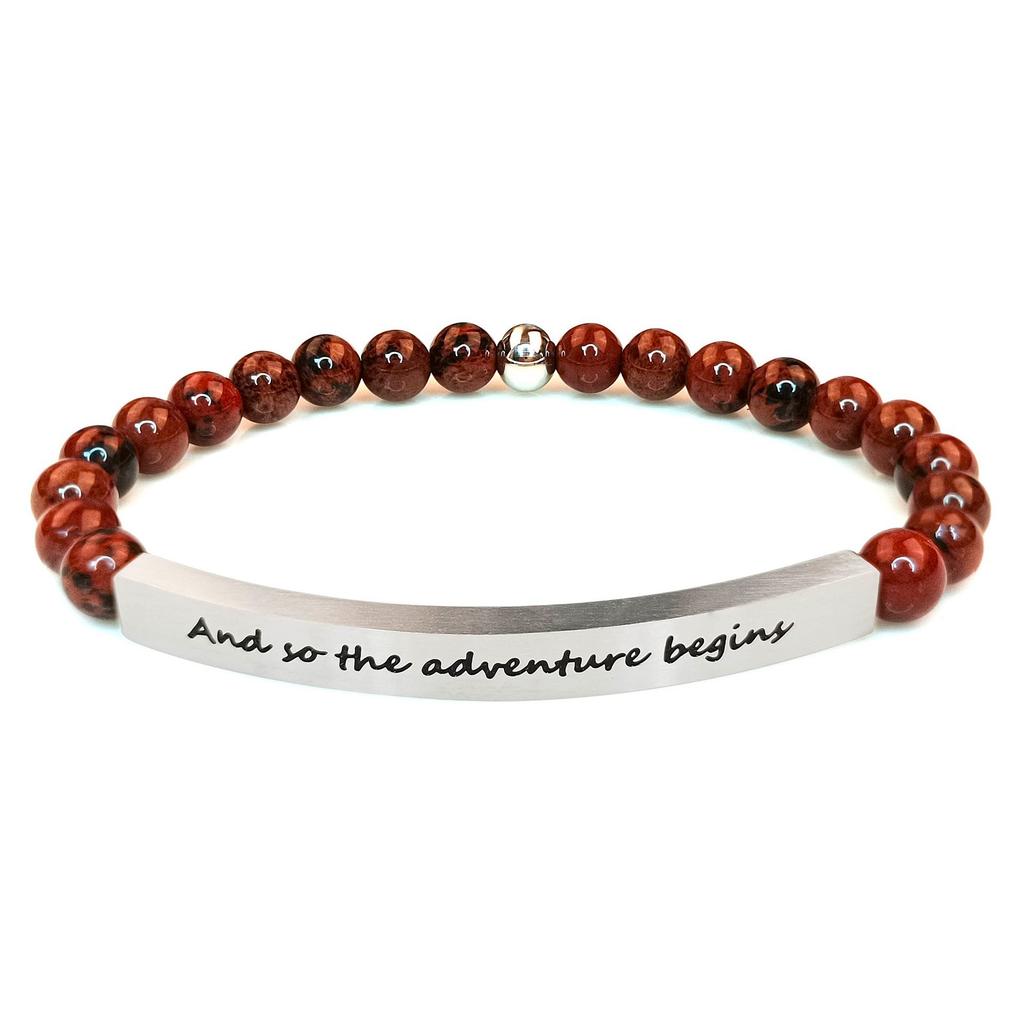 6Mm steel ball obsidian powder chalcedony stainless steel elbow lettering aquamarine bracelet