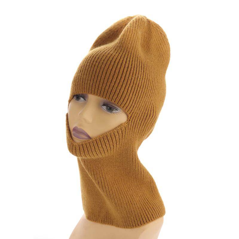 Ear Protector Knitted Pullover One Hole Windproof Mask Knitted Hat Winter Ski Wool Hat Women