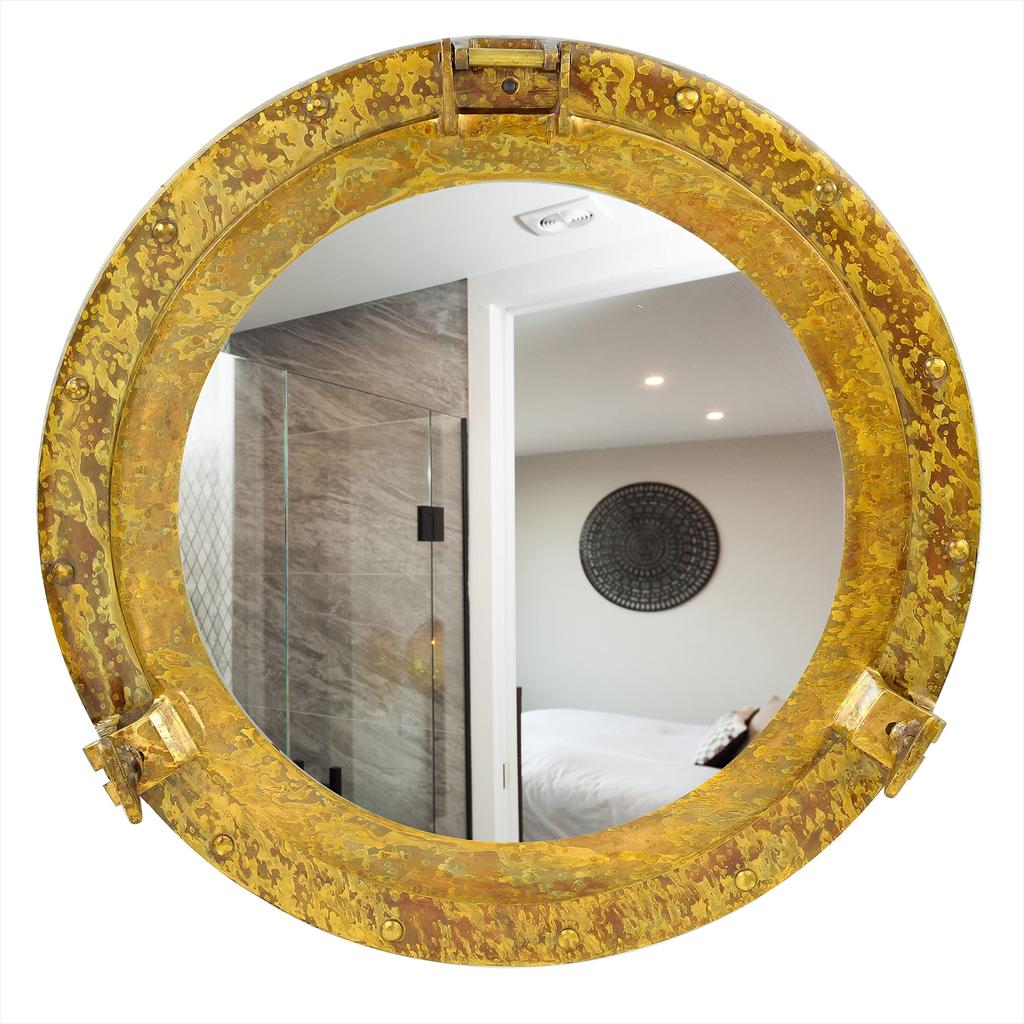 Nagina International Antique Brass Porthole Mirror | Maritime Ship's Decor | Wall Hanging (17 Inches) [B01J069X02] 8E-EU97-RQT2