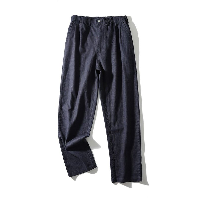 Old Money Style Linen Pants for Men, Summer Thin Loose Straight Cotton-Linen Trousers, Export Men's Clothing, Japanese Casual Long Pants