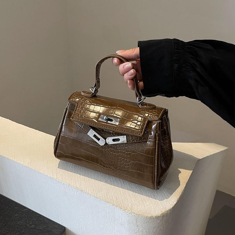 

Новая сумка высокого класса, портативная на плечо через плечо с узором под камень коричневый