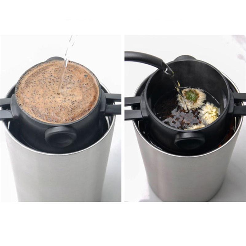 Skládací síto kávového filtru 304 Nerezová dvouvrstvá nálevka na kávu Teleskopický odkapávací filtr Papírový filtrační kelímek