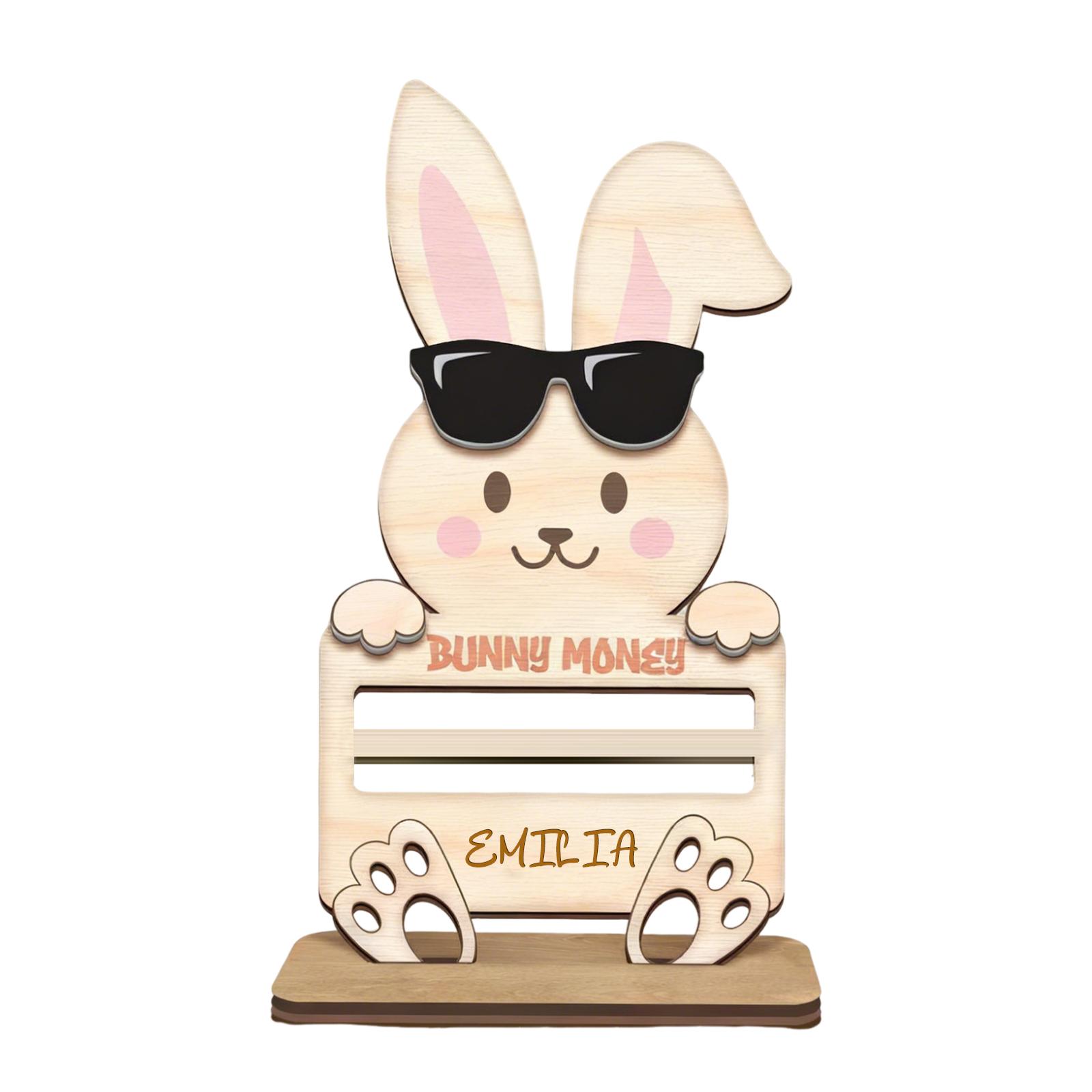 

Personalized Custom-made Wooden Easter Bunny Gift, Easter Bunny Money Bag Ornament One Size чёрный