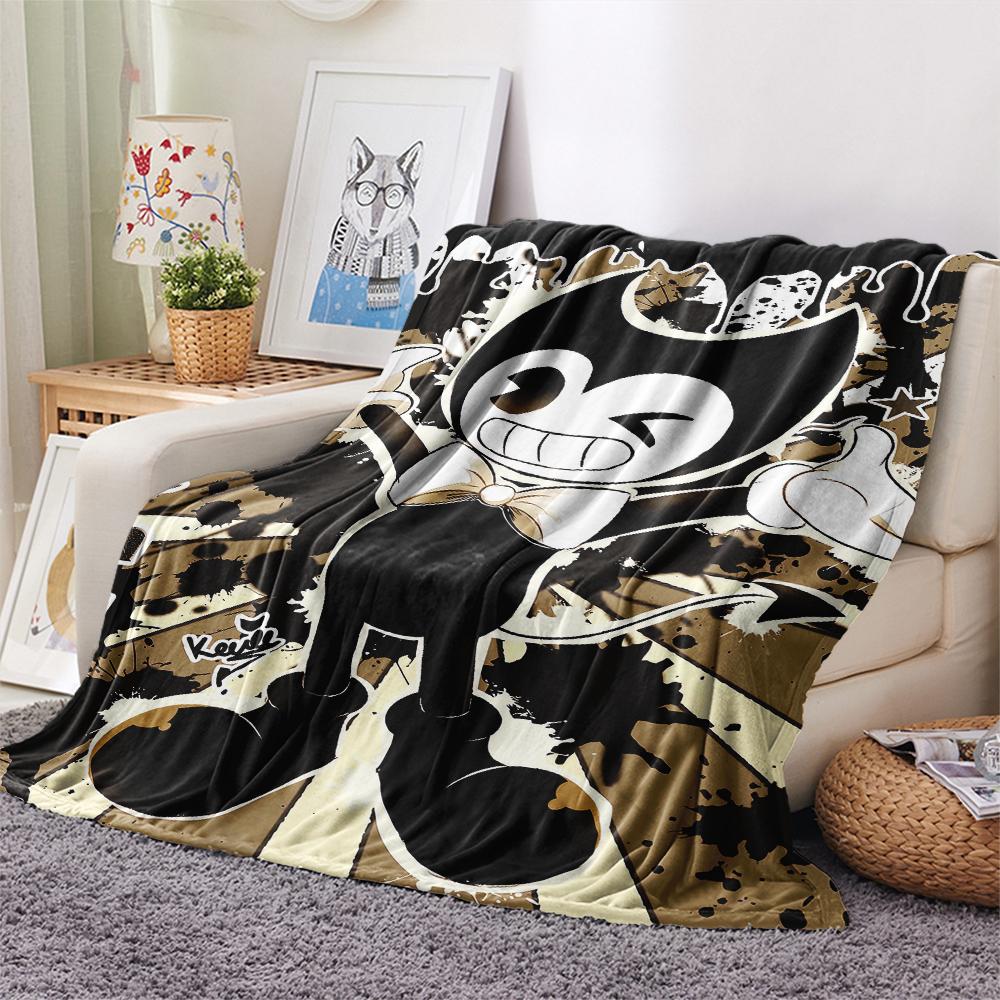 1Pc Bendy Print Flannel Blanket, High quality Comfortable for All Seasons, Home Decor, Warmth and Comfort, Perfect for Christmas Gifts
