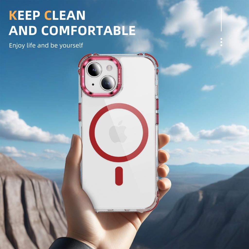 For iPhone 14/13 Clear Phone Case with Lens Kickstand Cover Compatible with MagSafe