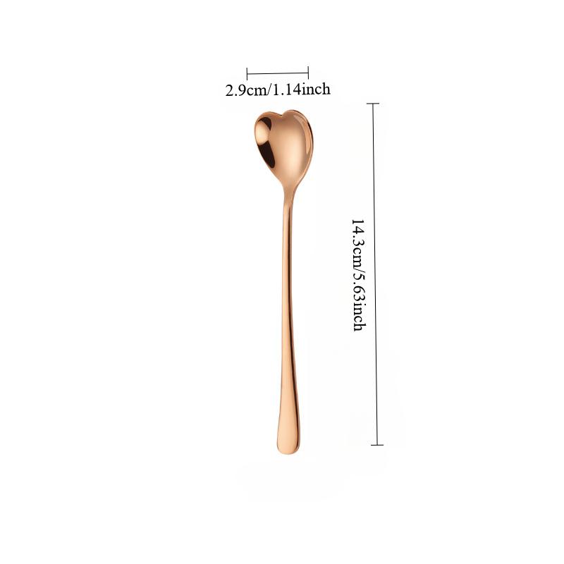304 stainless steel ice spoon, extended heart-shaped stirrer, Korean style long handled,household coffee and dessert spoon