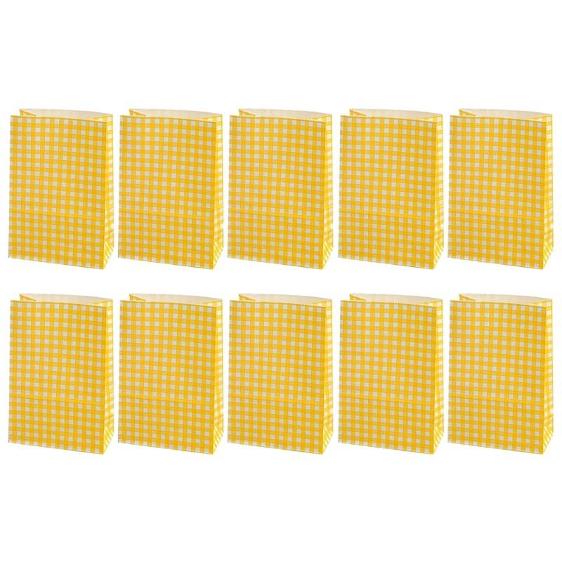 5/10/20 ST Färgglada Rutiga Papperspåsar För Fest Födelsedag Bröllop Shopping Presentpåse Kex Snacks Presentförpackning Dekoration