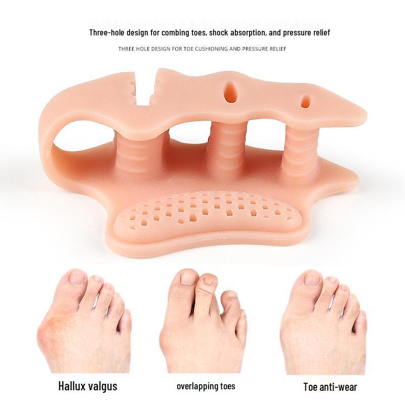 Triple-Hole Foot Arch Splitter with Shock Absorption Massage and Hallux Valgus Corrector Pad