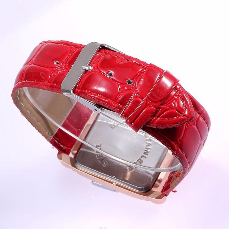 Women Watch Square Quartz Wristwatch Rectangle Leather Female Clock