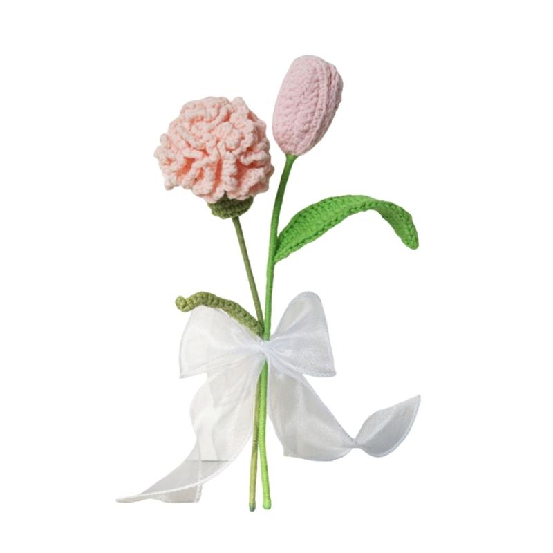 

Crochet Flowers Handmade Knit Flower Bouquet Table Centerpieces Decorations for Wedding Valentines Thanskgiving Gift