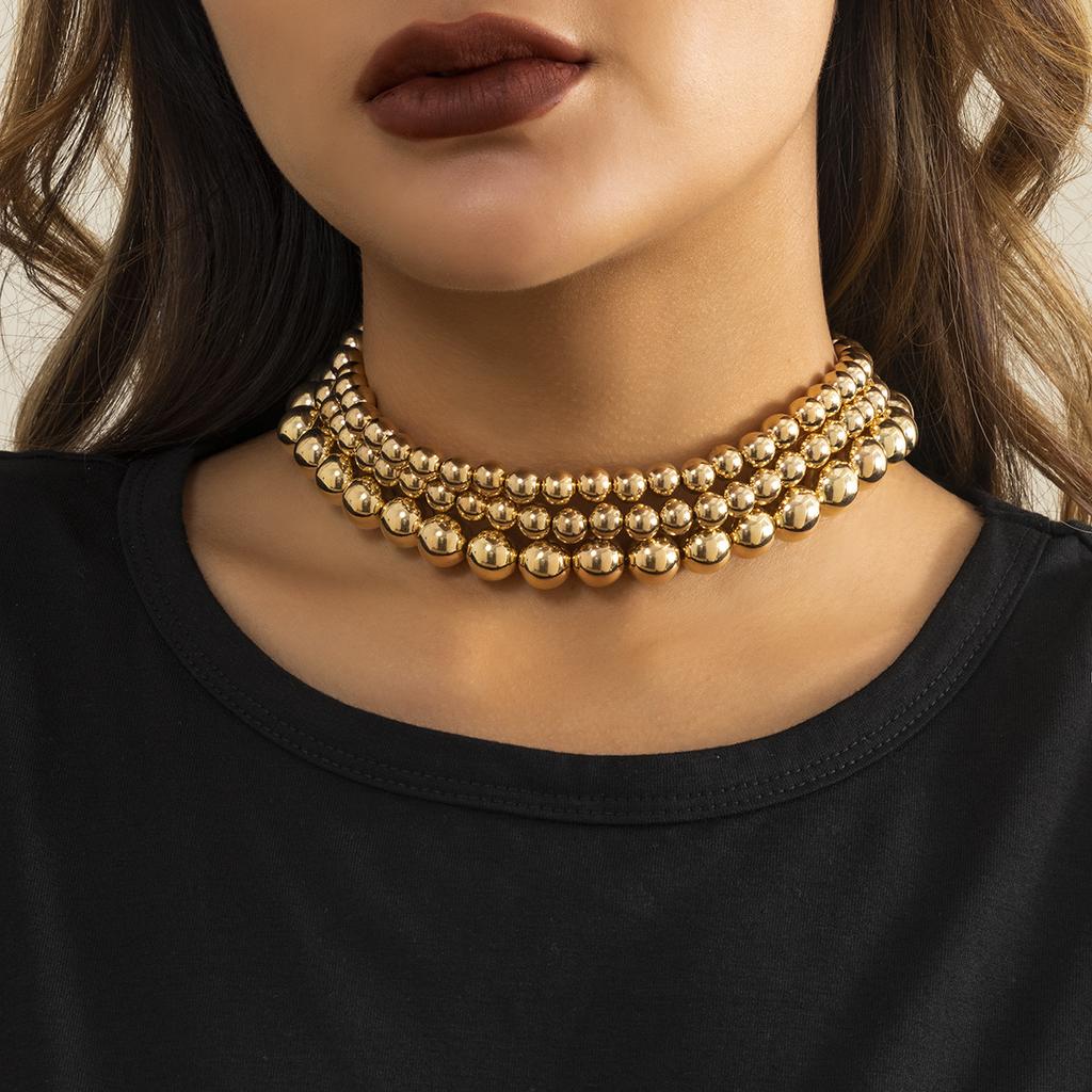 Collar de perlas blancas de imitación multicapa, cadena de cuentas, estilo punk, para damas, para bodas, collar corto de clavícula, joyería para banquetes.